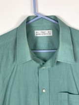 St Michael Marks &amp; Spencer VTG Sea Green Long Sleeve Button Shirt Men Fitted - £15.78 GBP