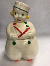 Vintage Cookie Jar American Bisque1930-1940&#39;s Dutch Boy paint worn 2 piece 13 in - £156.42 GBP