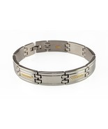 Acier Inoxydable &amp; 14k or Jaune Homme Bracelet Lien 8.5 &quot; - €148,04 EUR
