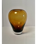 Amber Colored Decorative Crystal Vase Flower Centerpiece Mid Century MCM... - $1,784.74 MXN