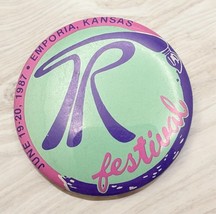 Vintage Emporia Kansas Art Festival Pinback Button June 1987 Logo Pin - $12.89