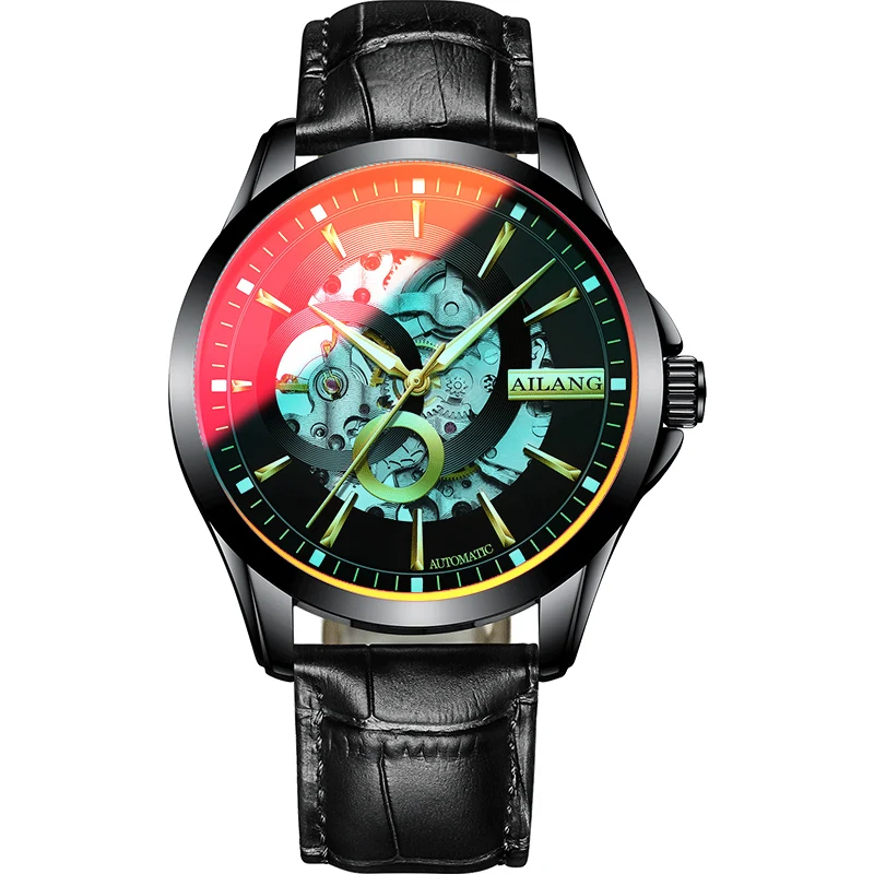 Ai Lang Genuine Men&#39;s Black Technology Automatic Mechanical Watch Waterproof Hol - £111.11 GBP