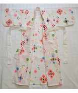 Vintage Japanese Child&#39;s Kimono With Colorful Geometric Diamond Pattern  - £19.77 GBP