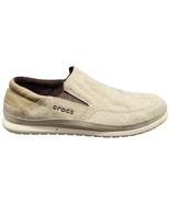 Crocs Dual Comfort Loafer Shoes Mens Size 10 Tan Canvas Rubber Sole Slip On - £24.54 GBP