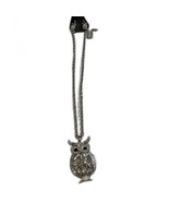 Whimsical 3&quot; Silver Owl Pendant Necklace w/ Matching Earrings Rhinestones - €9,54 EUR