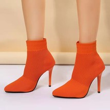 New Winter Sexy Socks Boots Knitted Elastic Boots High Heels Women&#39;s Ret... - £30.84 GBP