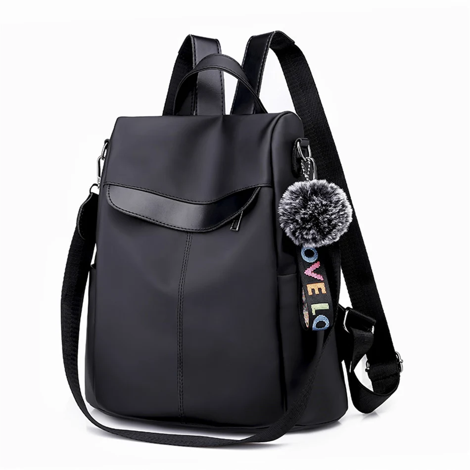 Casual Women Backpack Purse Anti-theft Ox Ruack Mochila Hairball Tel Waterproof  - $68.84