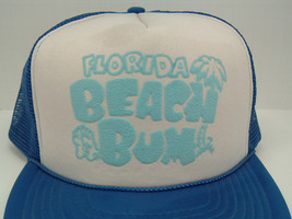 Vintage mesh  blue snapback trucker hat Florida beach bum graphics front... - $27.03 CAD