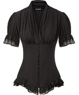 Scarlet Darkness Women 2024 Summer Short Sleeve Shirt Dressy Victorian B... - $566.12 MXN