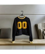 Forever 21 BLUE YELLOW Distressed Varsity PULLover  SWEATSHIRT Women’s S/M - £11.15 GBP