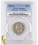 1932-S 25¢ Washington Quarter Graded by PCGS as Genuine Cleaning - AU De... - €228,97 EUR