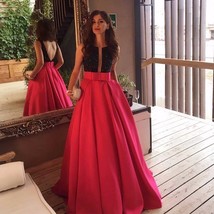 Women&#39;s Evening gown Sexy V-neck sequined sleeveless satin dress - $3,168.24 MXN