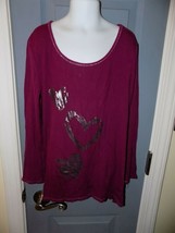 Justice Plum Long Sleeve Shirt W/Silver Hearts Size 10 Girl&#39;s EUC - $16.79