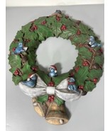 Vtg 80s Scioto Molds Christmas Wreath Bluebirds Holly Design Ceramic Wal... - $34.74