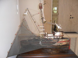 CURTIS JERE &quot;Maria&quot; wall sculpture fishing boat SIGNED complete with net - £870.49 GBP