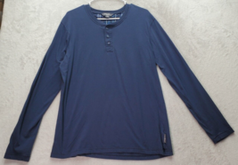 Eddie Bauer Shirt Men Size Small Navy Knit Cotton Long Casual Sleeve Henley Neck - £14.45 GBP