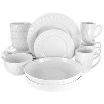 Elama Sienna 18 Piece Porcelain Dinnerware Set in White - $131.49