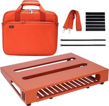 Guitar Pedal Board 13.8” X 11” With Carrying Bag, Built-In Power, Vibrant Orange - $60.98