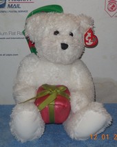 2006 Ty Beanie Buddies GIFT-WRAPPED White Christmas Teddy Bear Plush Stuffed Ani - $23.92