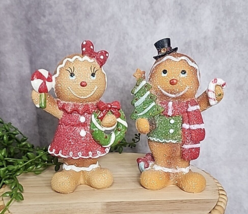 Gingerbread Couple Girl Boy Figurines Figures Resin Christmas Tabletop Decor NEW - $36.99