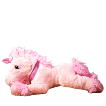 Kellytoy Lying Unicorn Colorful Fuzzy Fur Plush Toy Stuffed Animal Pink Horse 14 - £12.78 GBP