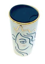 Starbucks Gold Crown Winking Siren Face Turquoise 2017 Anniversary Tumbler w Lid - £14.99 GBP