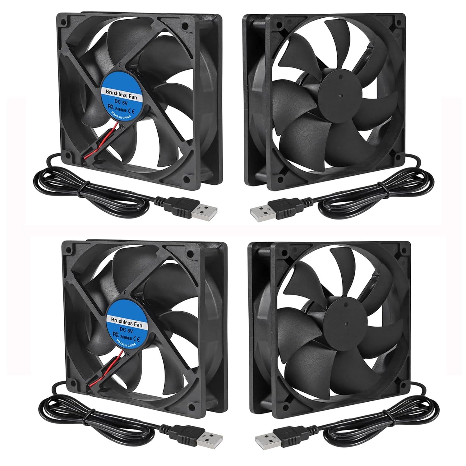 4Pcs Dc 5V 12025 Cooling Fan Ball Bearings Brushless 120X120X25Mm Usb Co... - $38.97