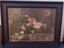 Beautiful Artwork Print on Canvas – Professionally Framed –Vintage Floral Design - £118.03 GBP