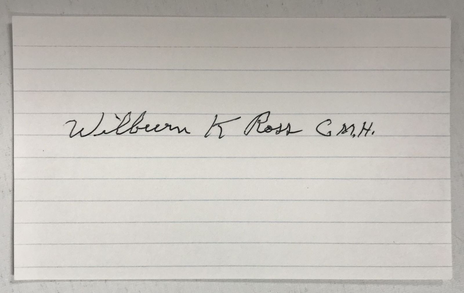 Wilburn K. Ross (d. 2017) Signed Autographed 3x5 Index Card - Medal of H... - $17.50