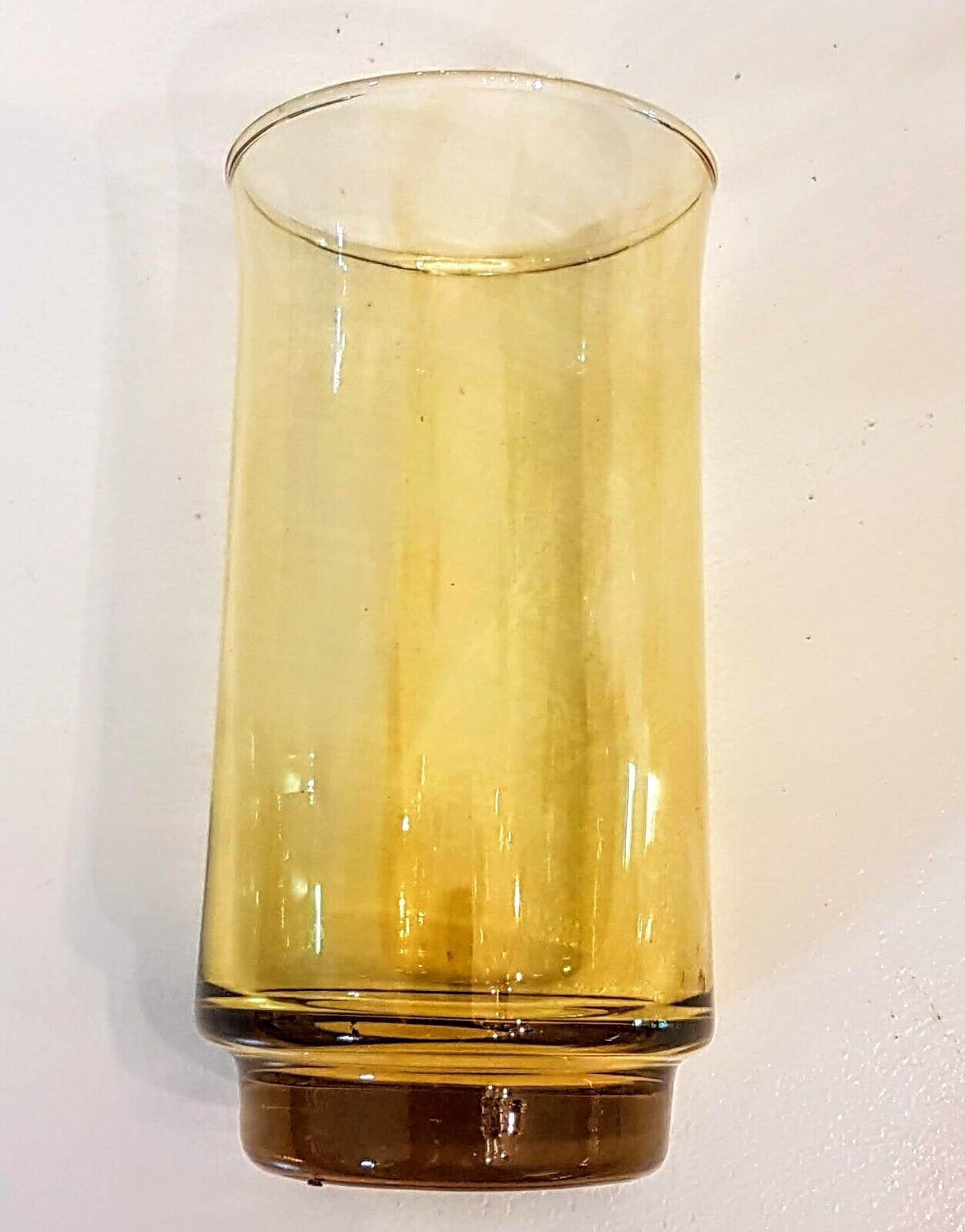 Primary image for Water Glass Beverage Tumbler Pint Beer Honey Amber Indented Weighted Bottom