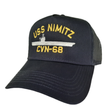 USS Nimitz CVN-68 Baseball Cap Hat Mesh Snapback Blue Embroidered US Navy - £13.18 GBP