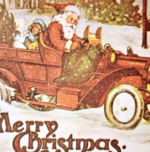 Santa A Merry Christmas Antique Sleigh Car Postcard Hong Kong Print PCBG6B - £10.17 GBP
