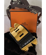 Unworn HERMES Noir Black MATTE Croc Gold Hardware CDC Bracelet Size T1 S... - £2,373.34 GBP