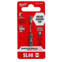 Milwaukee SHOCKWAVE Impact Duty 2&quot; x 3/16&quot; SL#8 Slotted Alloy Screw Driver Bit - £7.13 GBP