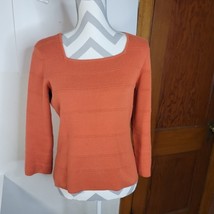 Womens Geoffrey Beene short Square neck Sweater 100% Cotton 3/4 Sleeve S... - £15.40 GBP
