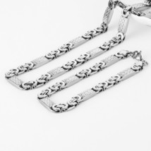 Diyalo Stainless Steel Byzantine Link Chain Jewelry Set Men Gold Silver Color Me - £27.69 GBP