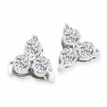 2ct Three Stone Diamond Earrings 14K White Gold - $1,237.50