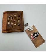 Justin RFID Western Bi-Fold Wallet Brown Studded Leather NWT - $40.83 CAD