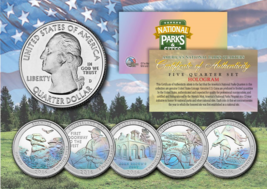 2016 America The Beautiful HOLOGRAM Quarters U.S. Parks 5-Coin Set w/Cap... - $15.85