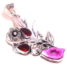 Pink Botswana Agate Faceted Garnet Gemstone Pendant Jewelry 2.60&quot; SA 5045 - £6.24 GBP
