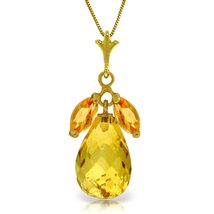 Galaxy Gold GG 14k Solid Gold 18&quot; Necklace with Citrine Pendant and Citrine acce - £459.06 GBP