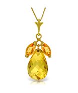 Galaxy Gold GG 14k Solid Gold 18&quot; Necklace with Citrine Pendant and Citr... - £457.61 GBP