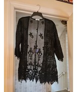 Women Casual Kimono 3 4 Sleeve Cover Up Crochet Lace Cardigan - £9.75 GBP