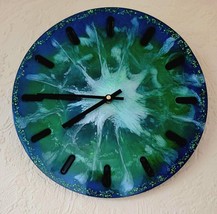 Handmade Epoxy Resin Wall Clock Pagan Viking Witch Rock Gothic Wicca Home - $59.71