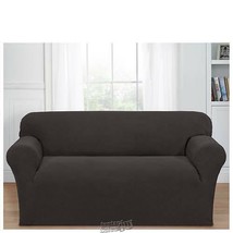 Stretch Basket-weave Loveseat Slipcover Charcoal 58"-73" Polyester/Spandex - $37.99