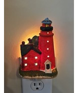 Lighthouse Nightlight 4.5&#39;&#39;, Red Figurine Resin w/Bulb - £7.08 GBP