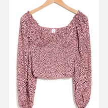 Abound Pink Speckled Print Long Sleeve Bustier Style Top Large - $28.05