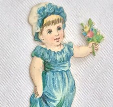 1880&#39;s Fancy Girl Die Cut Victorian Card Child Dress flowers - $15.95