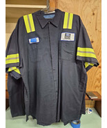 4X Cintas Men&#39;s comfort Flex Grey short sleeve work shirts w/Safety Refl... - €5,13 EUR