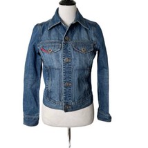 Tommy Hilfiger Button Denim Jean Jacket Blue Collared Logo Pocket Women ... - $29.69